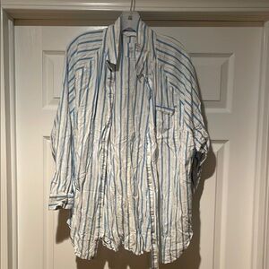 Aerie Blue and White Striped  Shirt